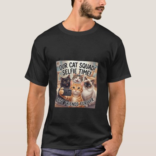 T-shirt Chat Drôle Prenant un Selfie (Devant)
