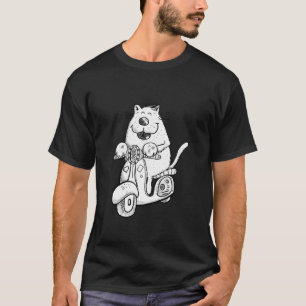 T-shirt Chat drôle qui fait de la trottinette Dessin animé