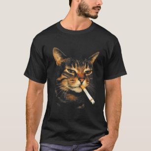 T-shirt Chat drôle qui fume une cigarette Kitten Meme Stup