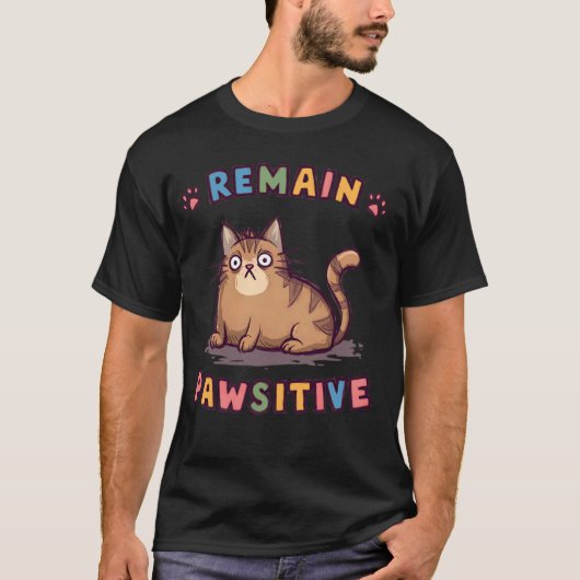 T-shirt Chat Drôle Reste Pawsitif Mignon (Devant)