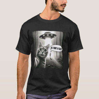 T-shirt Chat drôle selfie avec graphique d'alien UFO Homme