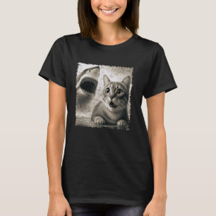 T-shirt Chat drôle selfie avec requin surfant Humoristique