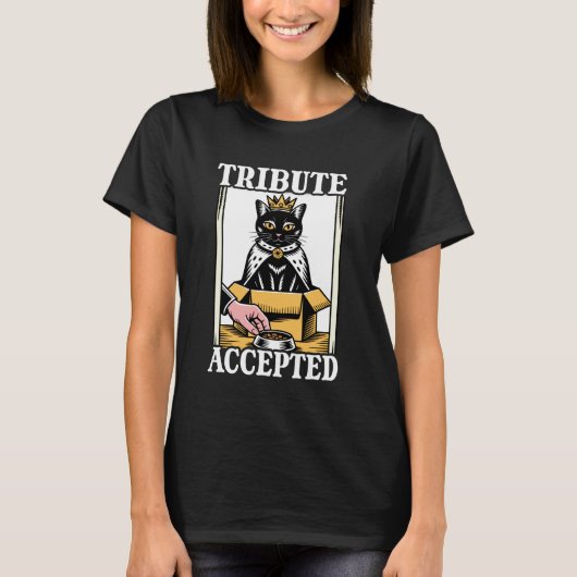 T-shirt Chat drôle tribut accepté dans une boîte de bol de (Devant)