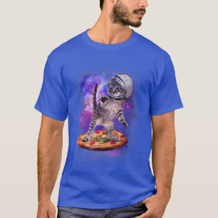 T-shirt Chat Drôle Voler Une Pizza Astronaut Kitten Space