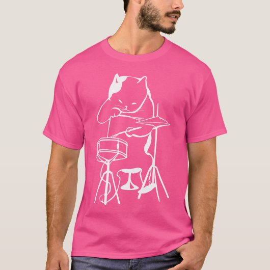 T-shirt Chat Drumming Chemise Jazz Chat Batteur Chat (Devant)