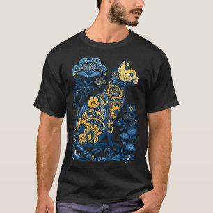 T-shirt Chat d'Ukraine Floral Vintage Drapeau Ukrainien Et