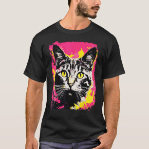 T-shirt Chat écaille de tortue rose Pop Art