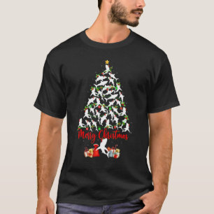 T-shirt Chat Éclairage Noël Santa Chat Sapin de Noël