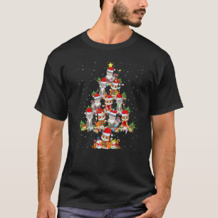 T-shirt Chat Éclairage Noël Santa Chat Sapin de Noël 1