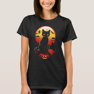 T-shirt Chat effrayant Citrouille effrayante Halloween
