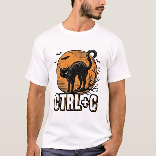 T-shirt Chat effrayant CTRL C Conception vectorielle Hallo (Devant)