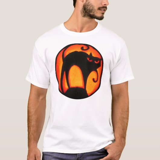 T-shirt Chat effrayant Jack-o'-lantern de Halloween (Devant)