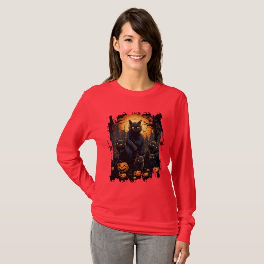 T-shirt Chat Éffrayant Meowling Good Time (Devant entier)