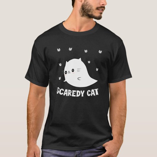 T-shirt Chat effrayé Chaton fantôme effrayant Kitty Chat H (Devant)