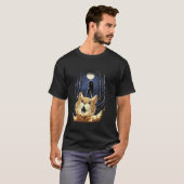 T-shirt Chat effrayé selfie chat avec le cryptide monstre (Devant entier)