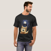 T-shirt Chat effrayé selfie chat avec Mothman monstre cryp (Devant entier)