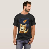 T-shirt Chat effrayé Selfie Chat Météorite Impact d'astéro (Devant entier)