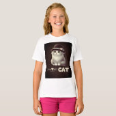 T-shirt Chat élégant avec Casquette - Cadeau parfait pour (Devant entier)