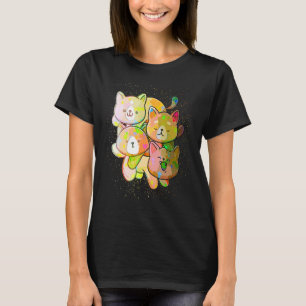 T-shirt Chat empilé mignon éclaboussure de peinture coloré