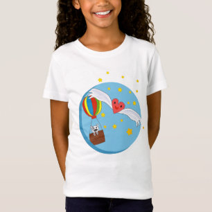 T-Shirt Chat en ballon d'air Kawaii Coeur avec ailes