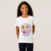 T-Shirt Chat en ballon d'air Kawaii Coeur avec ailes Nom (Devant entier)