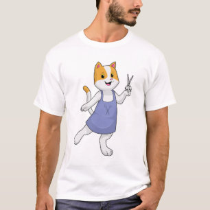 T-shirt Chat en coiffeur avec ciseaux