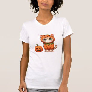 T-shirt Chat en costume Citrouille pour Halloween