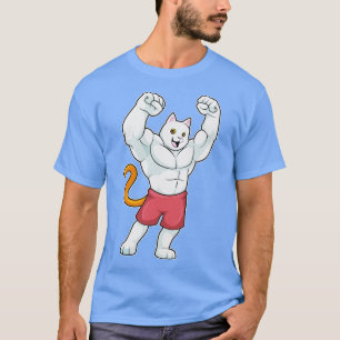 T-shirt Chat en culturiste avec de gros muscles