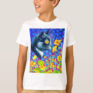 T-shirt Chat en fleurs