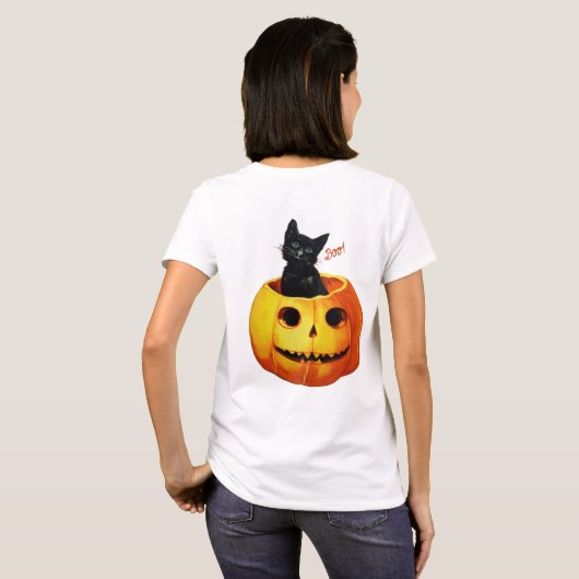T-shirt Chat en Halloween Citrouille (Dos entier)