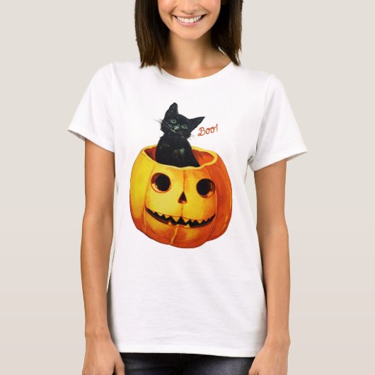 T-shirt Chat en Halloween Citrouille (Devant)