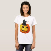 T-shirt Chat en Halloween Citrouille (Devant entier)