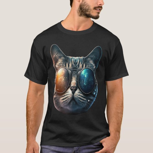 T-shirt Chat En Lunettes De Soleil Aviateur Vacances De Ch (Devant)