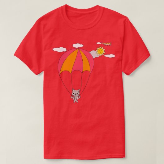T-shirt Chat en parachute (Design devant)