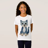 T-Shirt Chat en patchwork de denim (Devant entier)