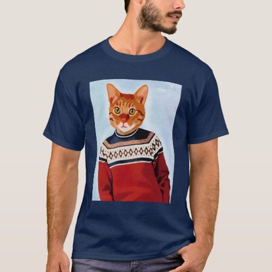T-shirt Chat en pull-over (Devant)