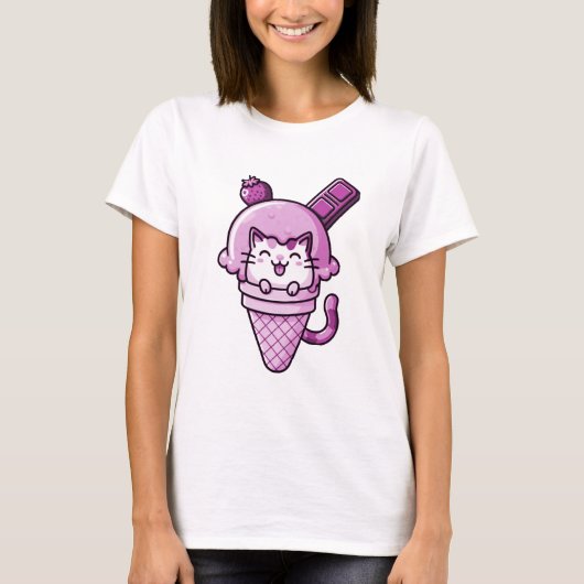 T-shirt Chat en rose cône (Devant)