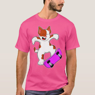 T-shirt Chat en skate avec skateboard 1