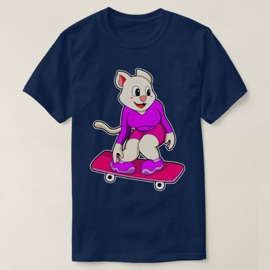 T-shirt Chat en skate avec skateboard 1 (Design devant)