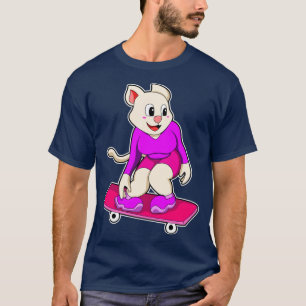 T-shirt Chat en skate avec skateboard 1