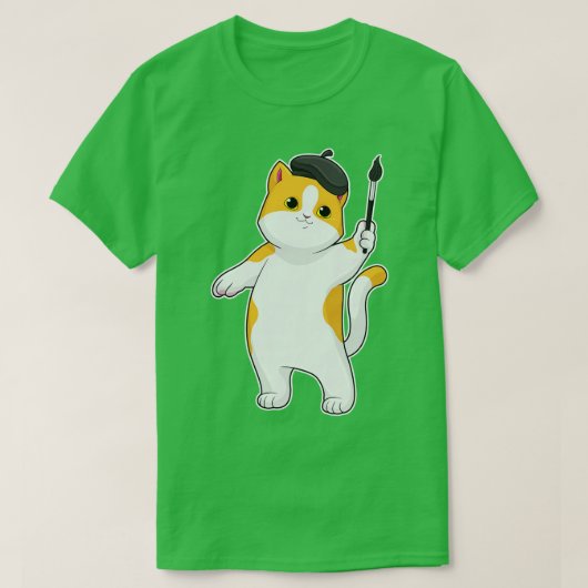 T-shirt Chat en tant que Peintre avec pinceau (Design devant)