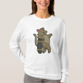 T-shirt Chat en tant que skate avec skateboard (Devant)