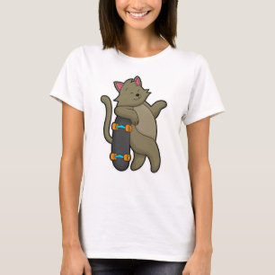 T-shirt Chat en tant que skate avec skateboard