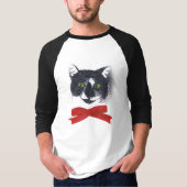 T-shirt Chat en Tuxedo noir et blanc avec Bow rouge, Tshir (Devant)
