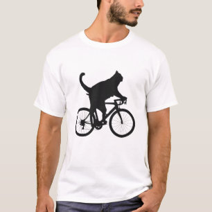 T-shirt Chat en vélo   drôles de vélo de chat noir
