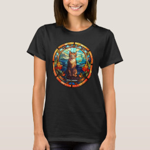 T-shirt Chat en verre coloré aux yeux bleus mignons