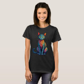 T-shirt Chat en vitrail multicolore 784 (Devant entier)