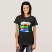 T-shirt Chat endormi et livres mignons drôles cosy amateur (Devant entier)