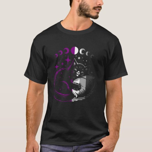 T-shirt Chat endormi Fierté de l'as de la lune Phases Doux (Devant)