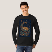 T-Shirt Chat Endormi sur Croissant de Lune (Devant entier)